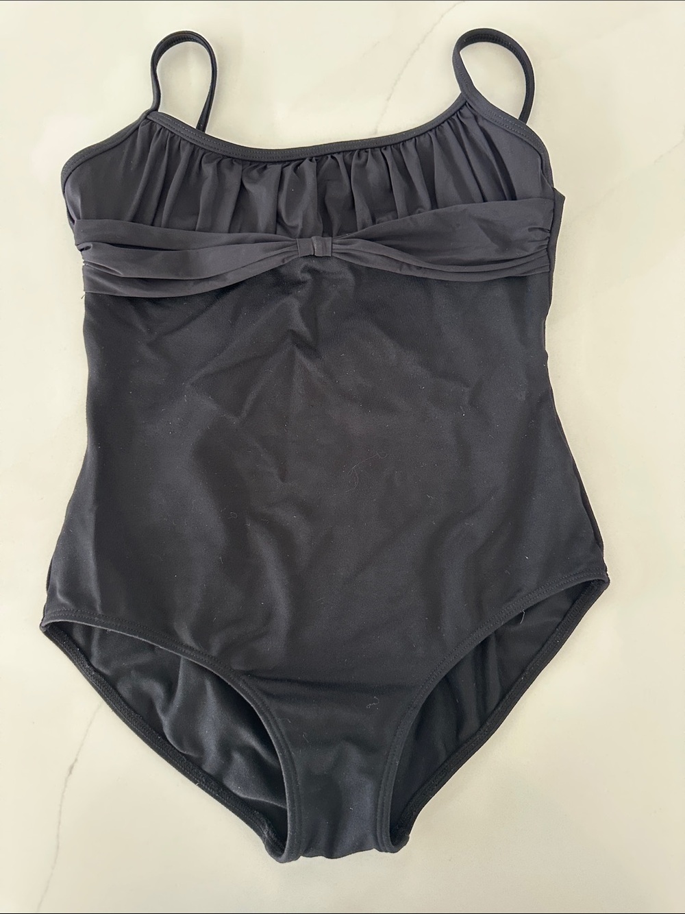 Bloch Girls' Black One-Piece ballet leotard with Bow Detail. Size 8-10.
